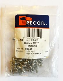 UNC 4-40x2D Wire Thread Inserts (Bag of 100)